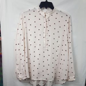 LOFT Floral Mini Floral Bud Print Blouse